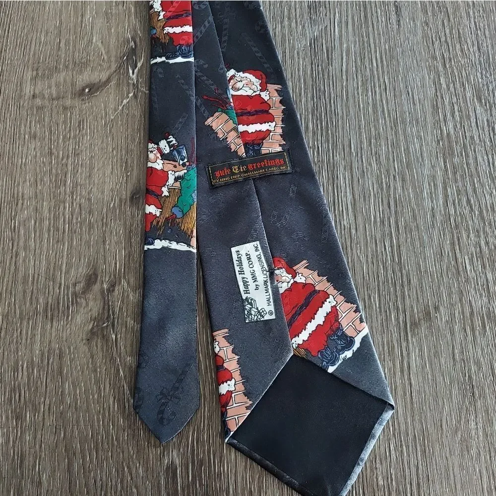 Christmas Necktie Yule Tie Greetings Hallmark Santa Stockings Coal
